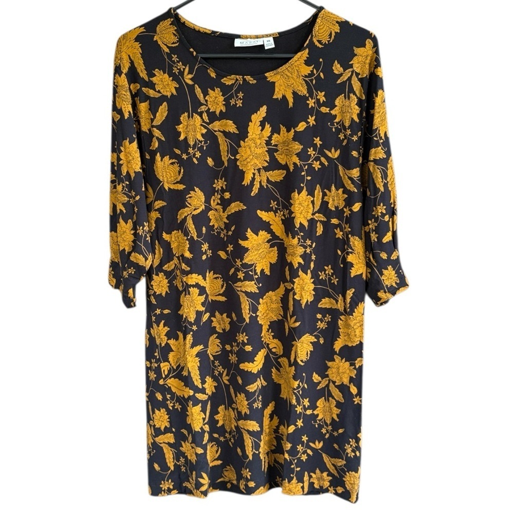 EUC MASAI Gizze Tunic Top Black Gold Floral Generous XS
